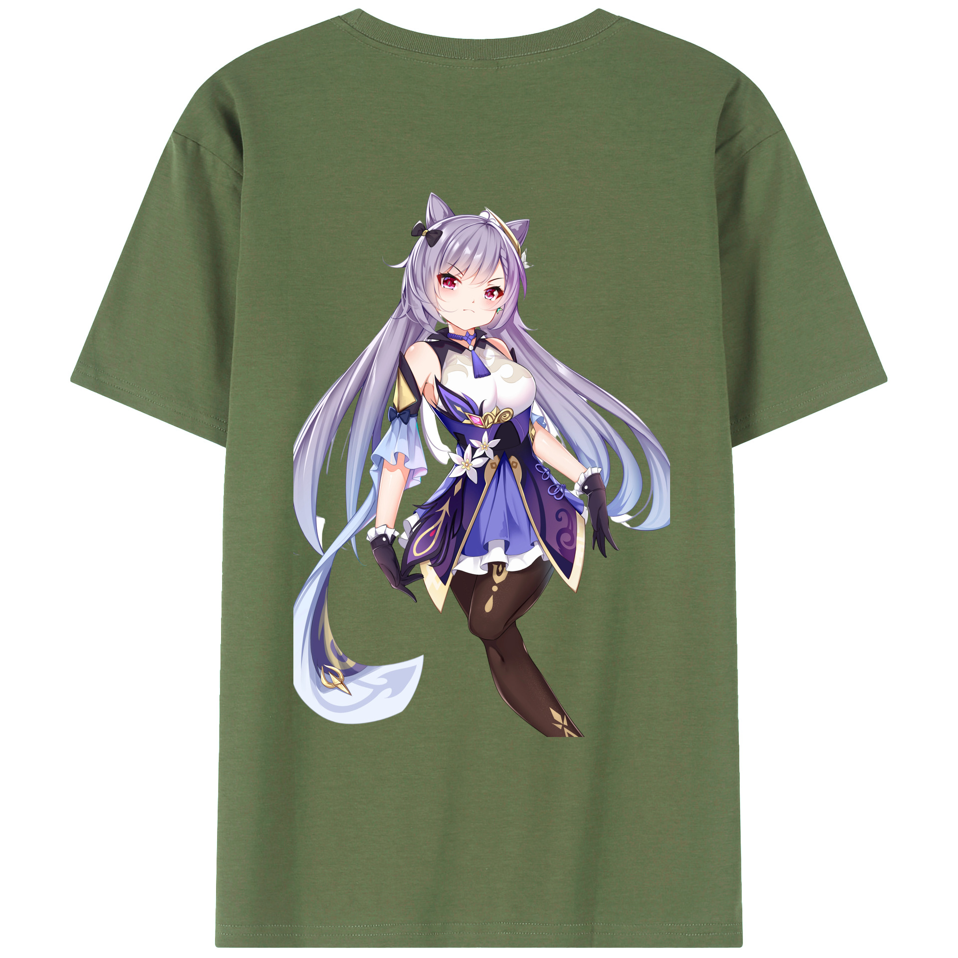 げんし神 刻晴 こくせい genshin Kokusei 綿100％ メンズ半袖Tシャツ（バックプリント） 通気性
